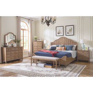 Sunvega Sand Finish Nightstand With 3 Storage Drawers And USB Charging Ports