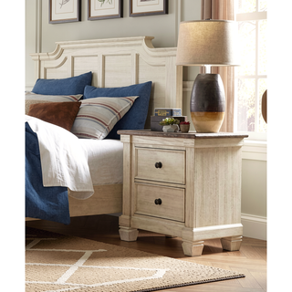 Sunvega Transitional Rustic Nightstand with 2 Dovetail Drawers Flat Knobs