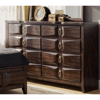 Sunvega Lancaster Espresso Finish Dresser with Eight Spacious Drawers for Bedroom