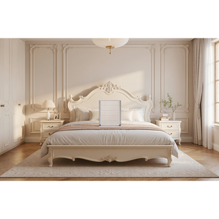 Sunvega Contemporary White 5-Drawer Chest with Diamond-Patterned LED Side Accents and Textured Fronts