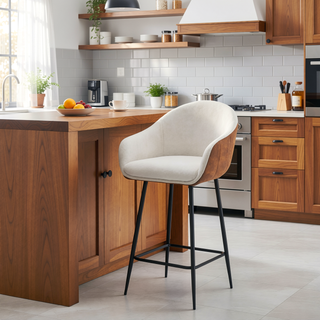 Sunvega Modern Style Counter Height Bar Stools with Upholstered Seats and Metal Legs