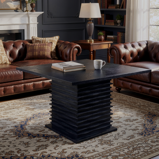 Sunvega Contemporary Square Pedestal Counter-Height Dining Table in Deep Black