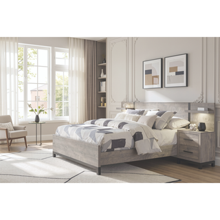 Sunvega Gray Finish 7-Drawer Dresser with Metal Bar Hardware for Bedroom