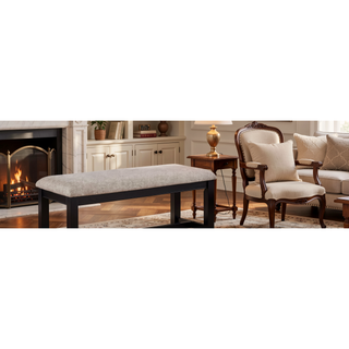 Sunvega Farmhouse Style Espresso Brown Faux Leather Upholstered Bench with Footrest