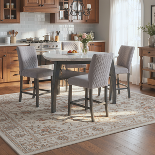 Sunvega Jasmine Grey Upholstered Bar Bench with Contemporary Tapered Legs