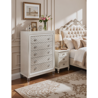 Sunvega Champagne Chest with Acrylic Front Legs and Mirror Accents