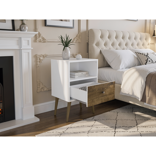 Sunvega Modern Nightstand with Drawer and Cubby for Bedroom or Living Room