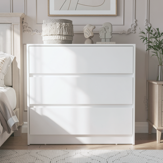 Sunvega Three Drawer Dresser with White Finish for Small Items Storage