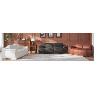Sunvega Genuine Italian Leather Power Reclining Sofa with USB Charger