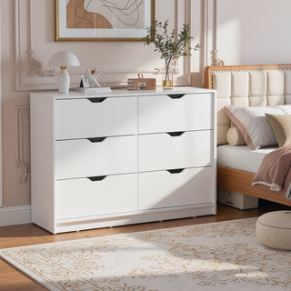Sunvega Black Double Dresser with 4 Large Drawers and 2 Pulldown Cabinets