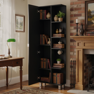 Sunvega 62 Inch High Bathroom Cabinet with Mirror and Five Shelves