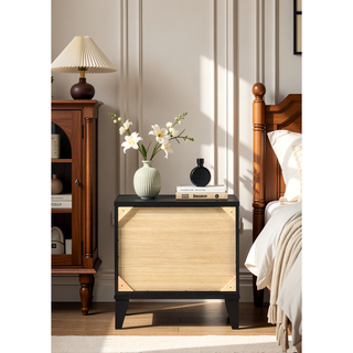 Sunvega Modern Nightstand with Two Spacious Drawers and Wooden Tapered Legs