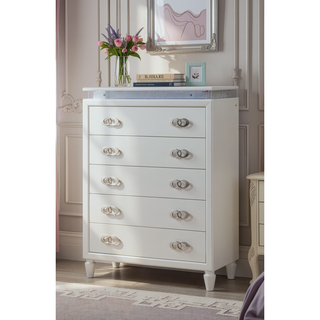 Sunvega Passion 5 Drawer LED Chest with Unique Pulls in Milky White