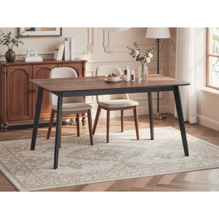 Sunvega Rectangular Walnut Finish Dining Table with Wooden Top and Legs