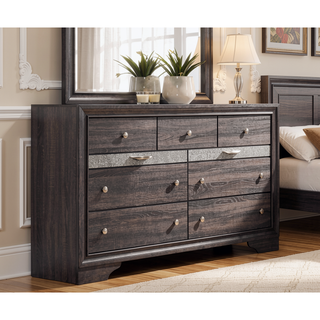 Sunvega Modern Black Nightstand with Hidden Jewelry Drawer and Nickel Knob