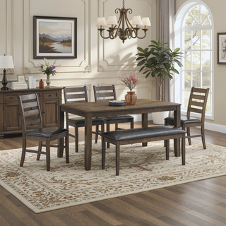 Sunvega Walnut Finish Round Drop Leaf Dining Table for Small Kitchen