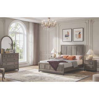 Sunvega Contemporary Gray Oak Finish Dresser with Six Drawers and Metal Hand Pull