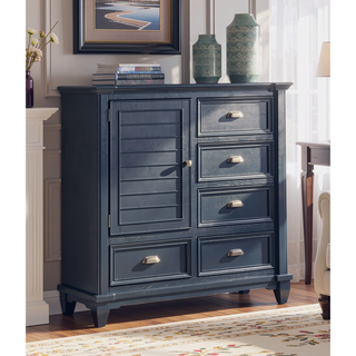 Sunvega Transitional Slate Blue Armoire with Nickel Knobs and Ball Bearing Glides