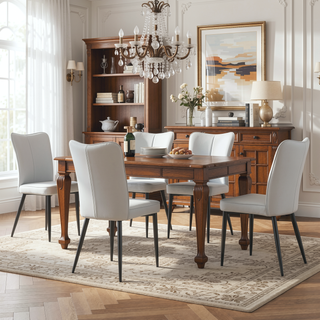 Sunvega Modern Black PU Chairs with Ergonomic Backrest and Metal Legs for Living Room