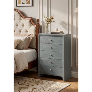 Sunvega Contemporary Gray Gun Metal Finish Two Drawer Nightstand with Round Handle Pull