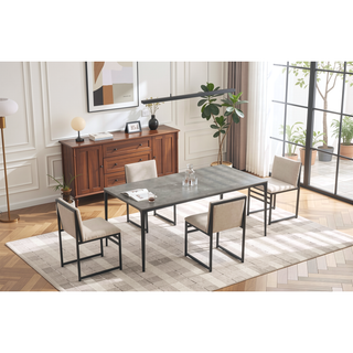 Sunvega Modern Dining Chairs Set of 2 with Upholstered Linen Cushions and Iron Racks