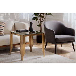 Sunvega Modern Dining Table with Tempered Glass Top and Golden Metal Frame