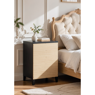 Sunvega Black Finish Chest with Five Spacious Drawers and Elegant Okume Veneer Top
