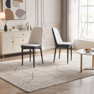 Sunvega Modern PU Leather Dining Chairs with Thick Soft Cushions and Black Metal Legs