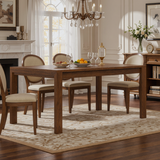 Sunvega Handcrafted Walnut Veneer Dining Table with Lacquer Finish for 6