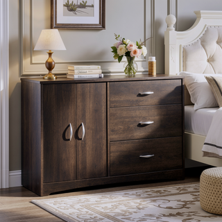 Sunvega Brown Finish Dresser with Ample Storage Space and Smooth Gliding Drawers