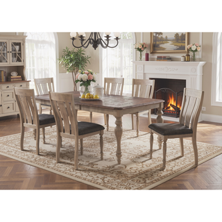 Sunvega Traditional Oak Dining Table With Extension Leaf And Turned Legs