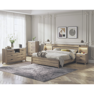 Sunvega Rustic Transitional Chest with Faux Marble Top and Four Drawers
