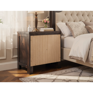 Sunvega Modern Rustic Ash Brown Nightstand with Two Drawers and Safety Hardware