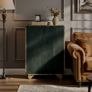 Sunvega Tully Nutmeg Five-Drawer Chest with Modern Wood Finish and Metal Glides