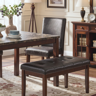 Sunvega Espresso Brown Finish Faux Marble Top Dining Table with 4 Cushioned Chairs