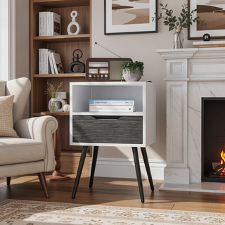 Sunvega Modern Nightstand with Spacious Drawer and Shelf for Bedroom or Living Room