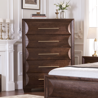 Sunvega Transitional Espresso Solid Wood Chest with Felt-Lined Drawers