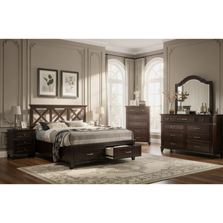 Sunvega Merlot 6 Drawer Dresser with Transitional Design and Custom Hardware