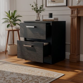 Sunvega Modern White 2-Drawer Nightstand with Metal Handles for Bedroom Storage