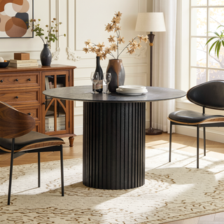 Sunvega Mid Century Modern MDF Dining Table with Faux Wood Top for Kitchen