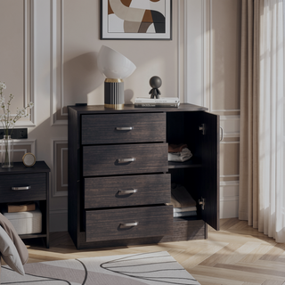 Sunvega Katie Four Drawer and One Door Dresser with Spacious Storage for Bedroom