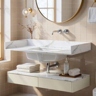 Sunvega Montary Carrara Gold Sintered Stone Vanity Top with Side Splash