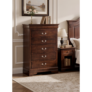 Sunvega Traditional Style Bedroom Chest with Carved Bases and Curved Mouldings