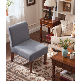 Sunvega Fabric Accent Chair Set of 2 with Round Wood Table for Bedroom