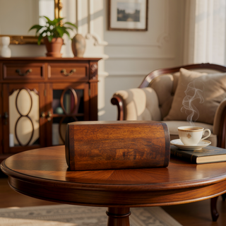 Sunvega Wall-Mounted Round Chestnut Bedside Table with 1 Drawer for Home