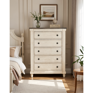 Sunvega Transitional Rustic Nightstand with 2 Dovetail Drawers Flat Knobs
