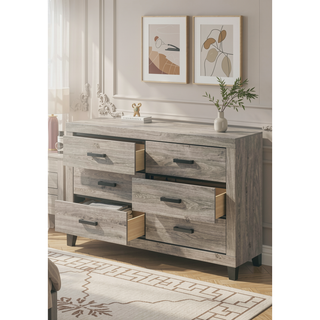 Sunvega Light Gray Finish Nightstand with Two Dovetail Drawers and Wood Construction