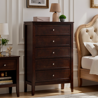 Sunvega Fully Assembled 6 Drawer Dresser with French Dovetail Wood Veneer Finish