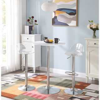 Sunvega Elia Contemporary Adjustable Bar Table with Wooden Top and Metal Base