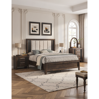 Sunvega Contemporary Brown Nightstand with Two Drawers and Rich Wood Finish